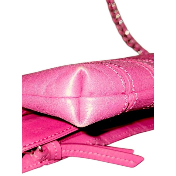 Banana Republic Hot Pink Pieced Leather Clutch Fold over Shoulder Bag A++ - Picture 7 of 8